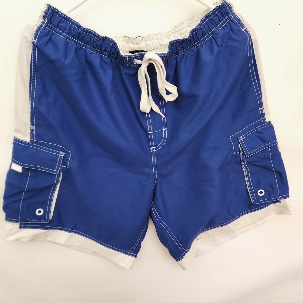 PBX Basics Swim Trunks Shorts Blue White Speed Dry Cargo men small size